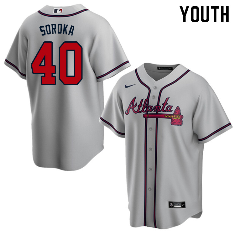 Nike Youth #40 Mike Soroka Atlanta Braves Baseball Jerseys Sale-Gray